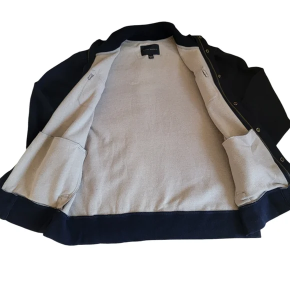 Banana Republic Tactical Sweater Preppy Cardigan Wool Blend Navy Blue Me… - Picture 10 of 17